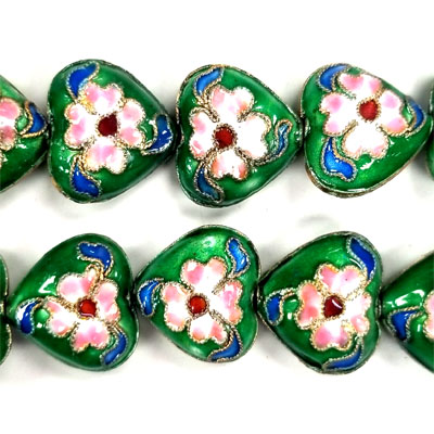 ENAMEL HEART 16MM GREEN